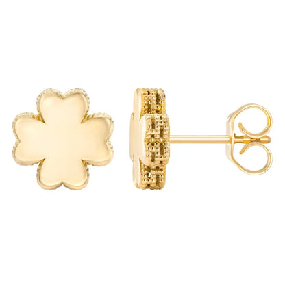 14kt Yellow Gold High Polish Clover Stud Earrings
