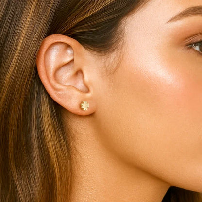 14kt Yellow Gold High Polish Clover Stud Earrings