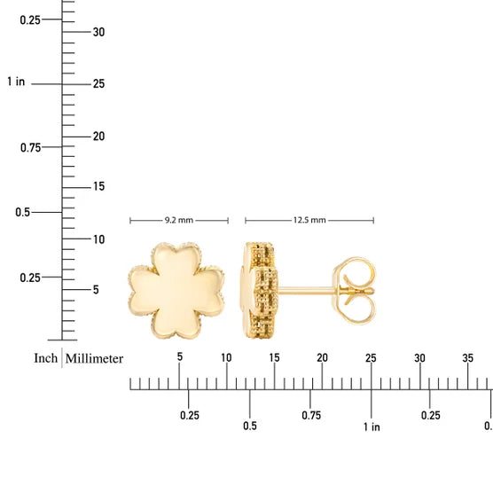 14kt Yellow Gold High Polish Clover Stud Earrings