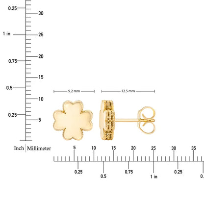 14kt Yellow Gold High Polish Clover Stud Earrings