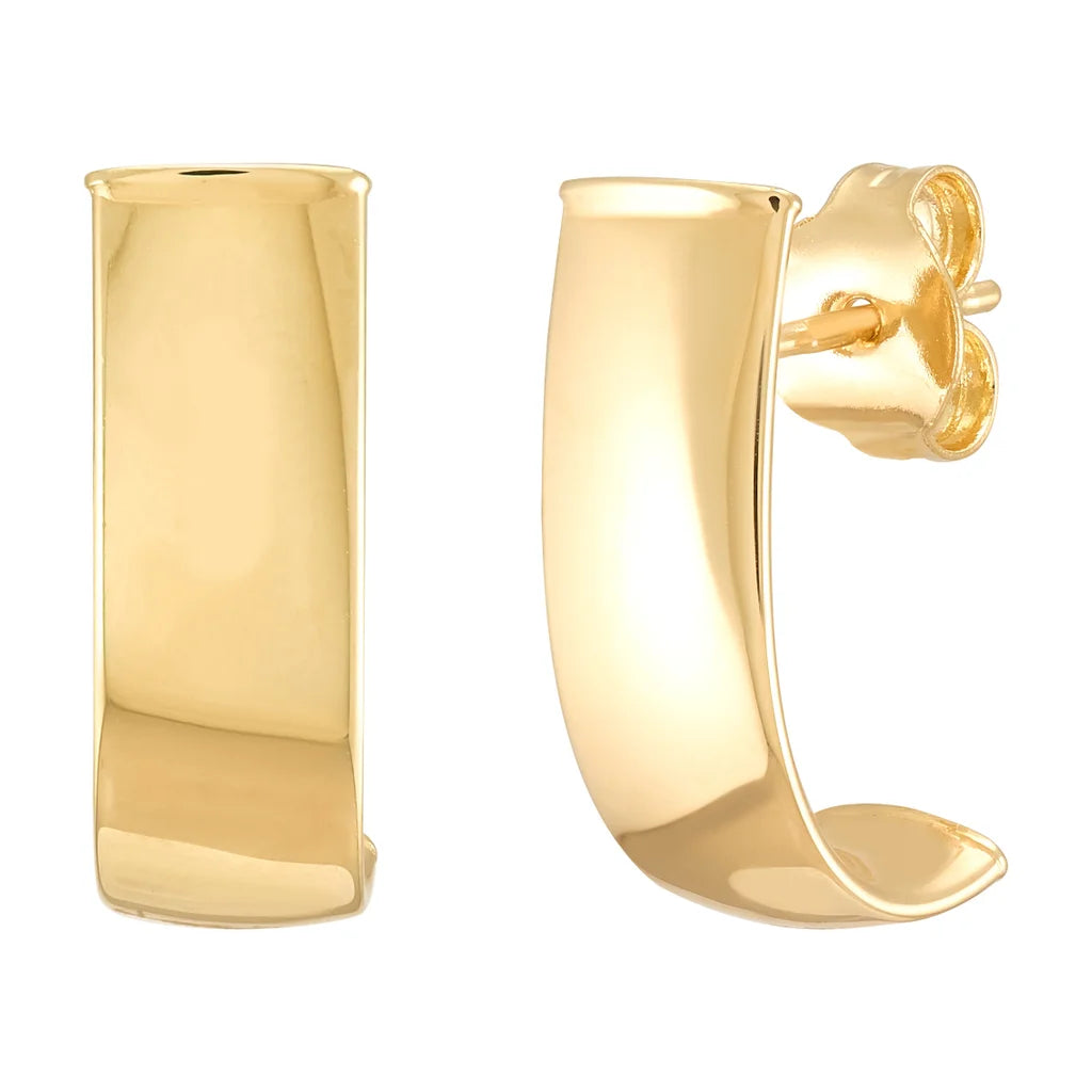 14kt Yellow Gold Wide Half Hoop Earrings