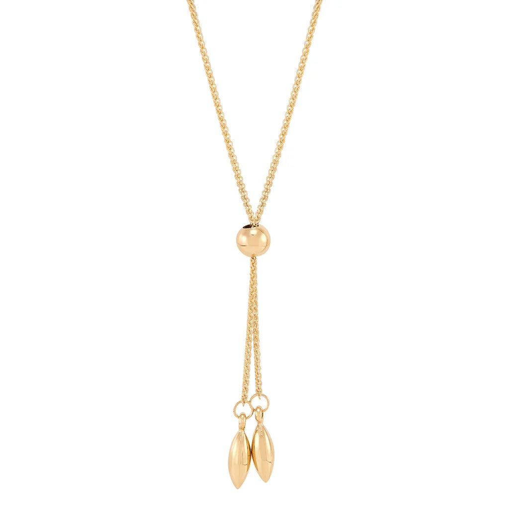 14kt Yellow Gold Teardrop Bolo Necklace