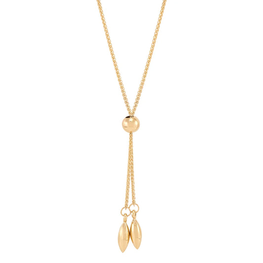 14kt Yellow Gold Teardrop Bolo Necklace