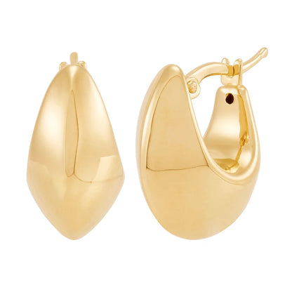 14kt Yellow Gold Wide Tapered Hoop Earrings