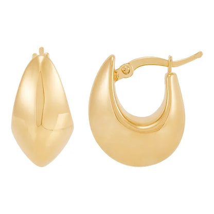 14kt Yellow Gold Wide Tapered Hoop Earrings
