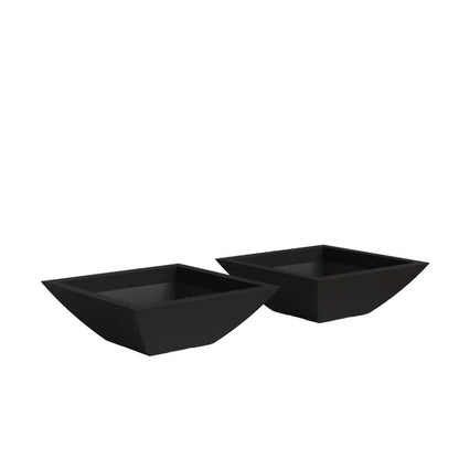 Evolve 20 in. Square Bowl Planters, Black, 2-pack