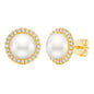 8-9 mm Pearl and Diamond 14kt Yellow Gold Earrings