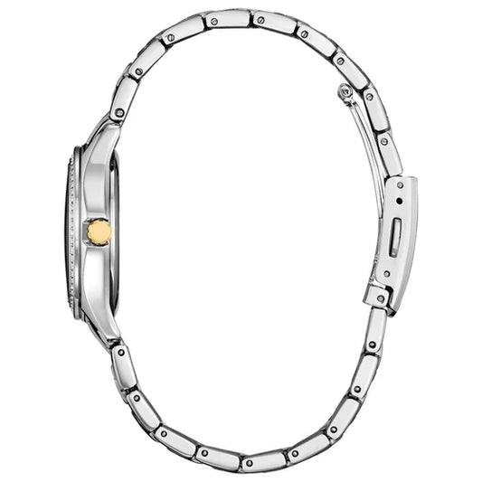 Classic Crystal Two-Tone Stainless Steel Women's Quartz Watch, 30mm