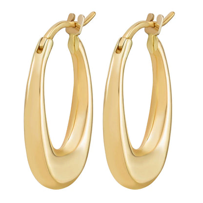 14kt Yellow Gold Oval Hoop Earrings