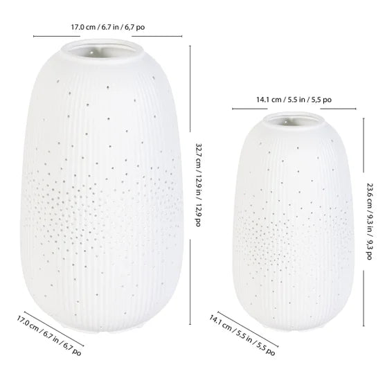 Evergreen LED Porcelain Lantern, Set of 2