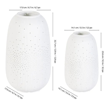 Evergreen LED Porcelain Lantern, Set of 2