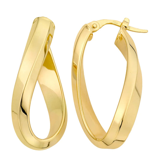 14kt Yellow Gold Twisted Oval Hoop Earrings