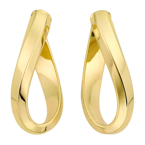 14kt Yellow Gold Twisted Oval Hoop Earrings
