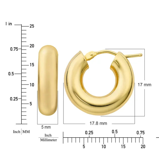 14kt Yellow Gold Round Hoops