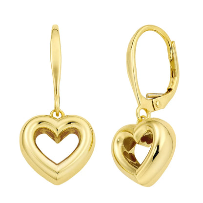 14kt Yellow Gold Heart Shape Dangle Earrings