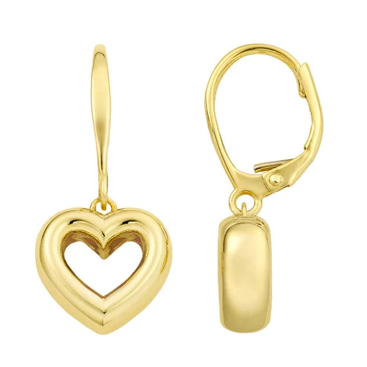 14kt Yellow Gold Heart Shape Dangle Earrings