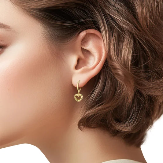 14kt Yellow Gold Heart Shape Dangle Earrings