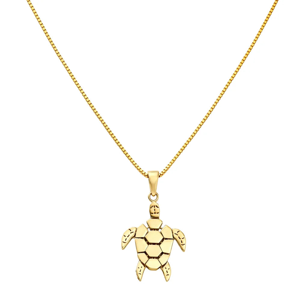 14kt Yellow Gold Mosaic Turtle Pendant