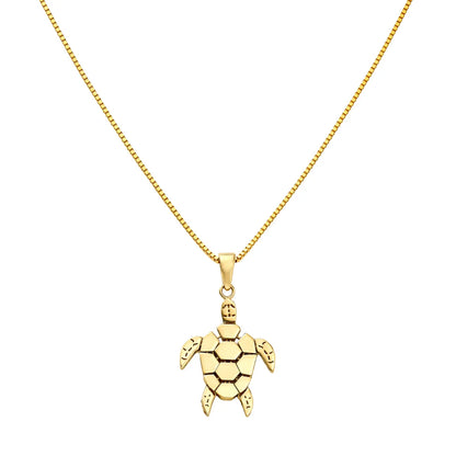 14kt Yellow Gold Mosaic Turtle Pendant