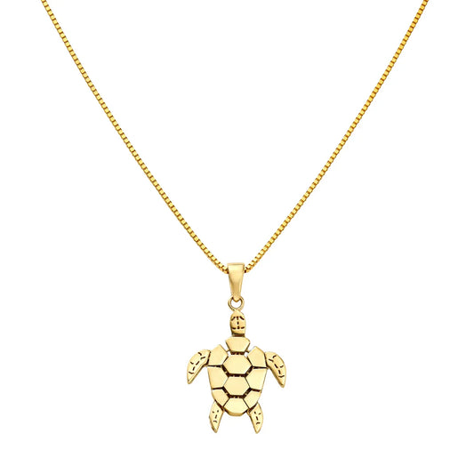 14kt Yellow Gold Mosaic Turtle Pendant