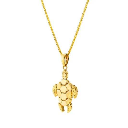 14kt Yellow Gold Mosaic Turtle Pendant