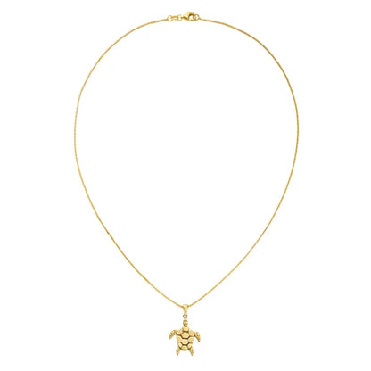 14kt Yellow Gold Mosaic Turtle Pendant