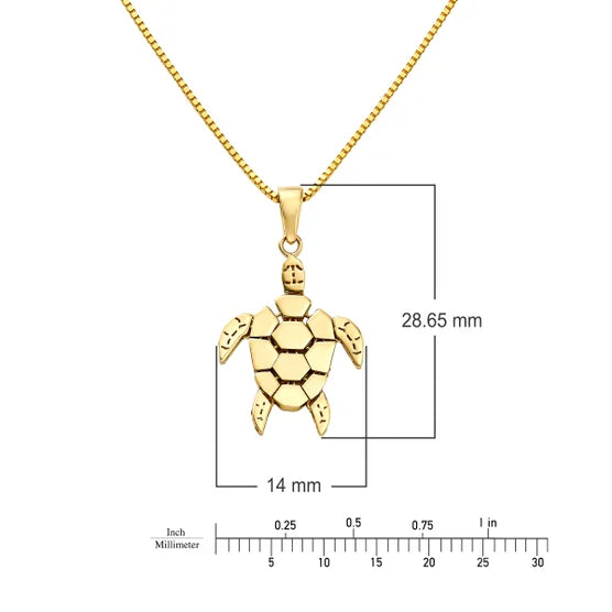 14kt Yellow Gold Mosaic Turtle Pendant