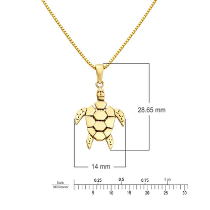 14kt Yellow Gold Mosaic Turtle Pendant