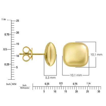 14kt Yellow Gold Cushion Shape Stud Earrings