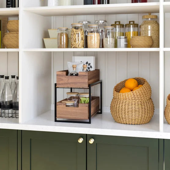 2-tier Acacia Sliding Bin Organizer