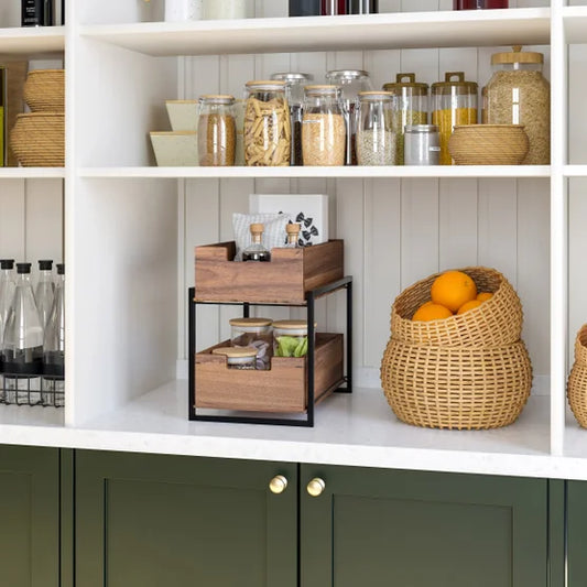 2-tier Acacia Sliding Bin Organizer