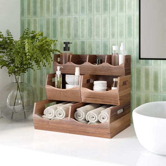 Acacia Stacking Bins, 4 piece