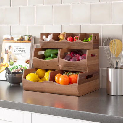 Acacia Stacking Bins, 4 piece