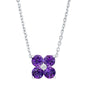 Amethyst and Diamond 14kt White Gold Flower Pendant