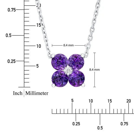 Amethyst and Diamond 14kt White Gold Flower Pendant