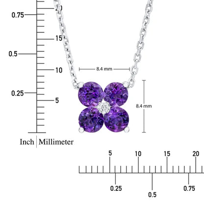 Amethyst and Diamond 14kt White Gold Flower Pendant