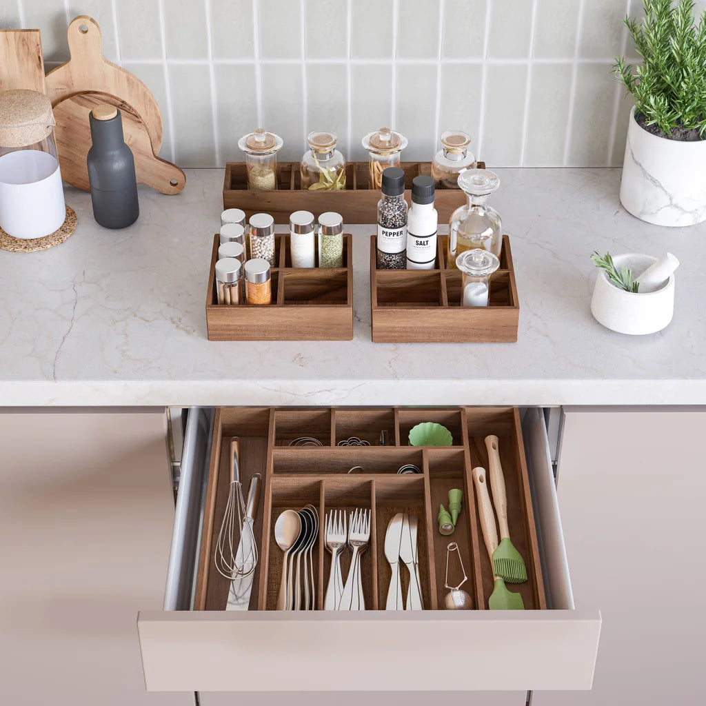 4-piece Acacia Expandable Drawer Organizer