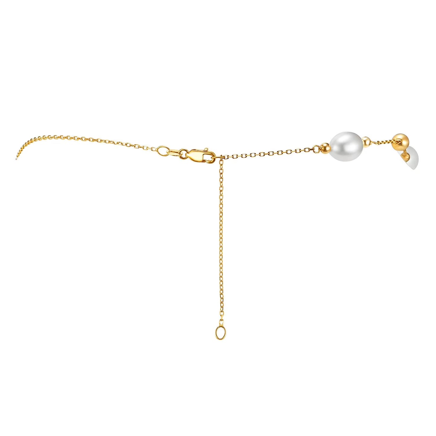 Freshwater Rice 8-9mm Pearl Station Necklace in 14K Gold