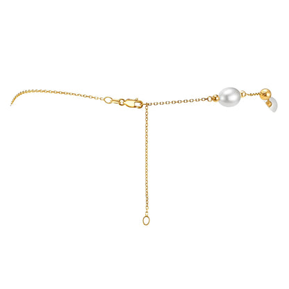 Freshwater Rice 8-9mm Pearl Station Necklace in 14K Gold