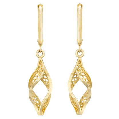 14kt Yellow Gold Fancy Twisted Dangle Earrings