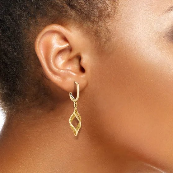 14kt Yellow Gold Fancy Twisted Dangle Earrings