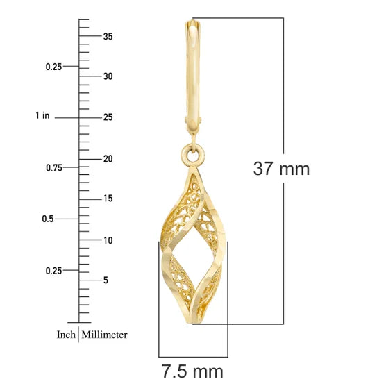 14kt Yellow Gold Fancy Twisted Dangle Earrings