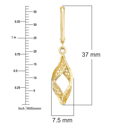 14kt Yellow Gold Fancy Twisted Dangle Earrings