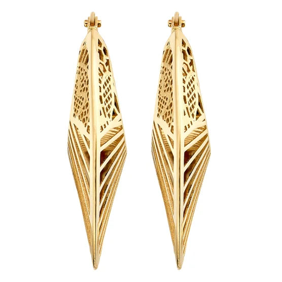18kt Yellow Gold Filigree Oval Hoop Earrings