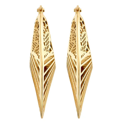 18kt Yellow Gold Filigree Oval Hoop Earrings