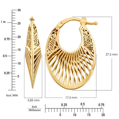 18kt Yellow Gold Filigree Oval Hoop Earrings