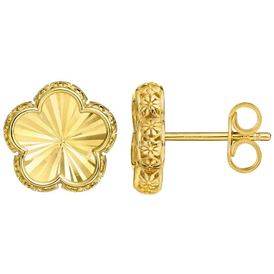 14kt Yellow Gold Flower Charm Stud Earrings