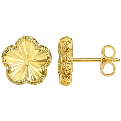 14kt Yellow Gold Flower Charm Stud Earrings