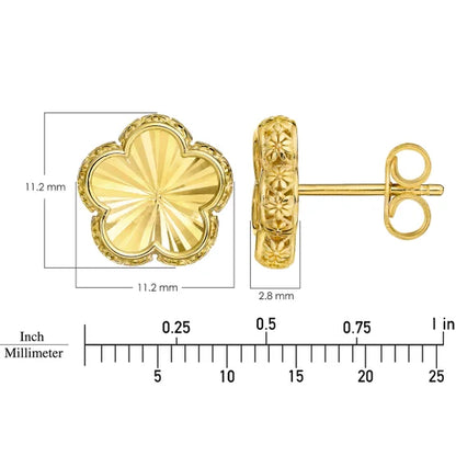 14kt Yellow Gold Flower Charm Stud Earrings