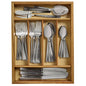 Oliver Satin 45-piece Flatware with 6-Slot Acacia Caddy
